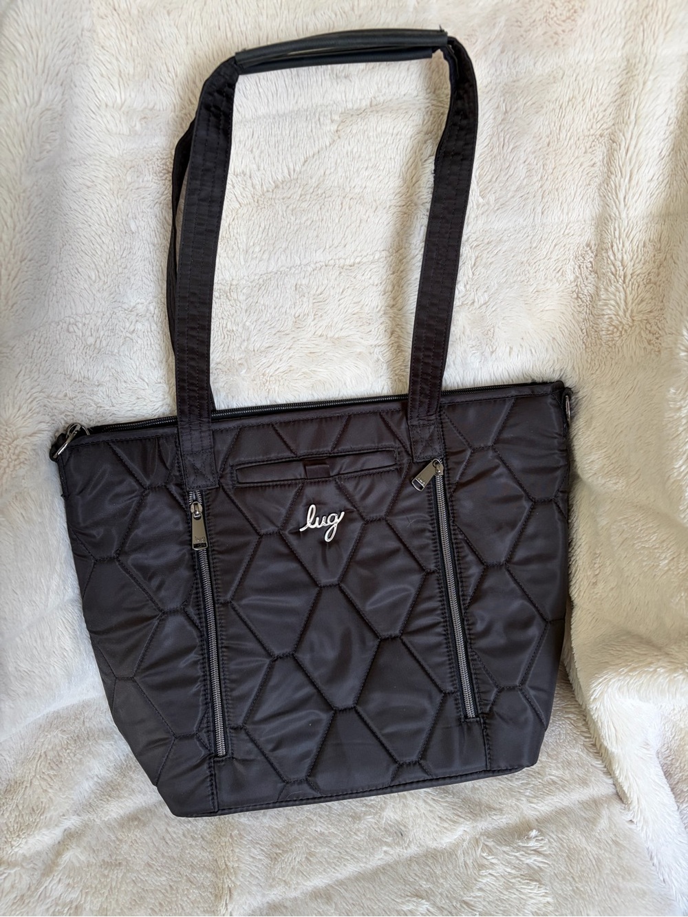 EUC Lug Rally Quilted Black Tote Bag, black